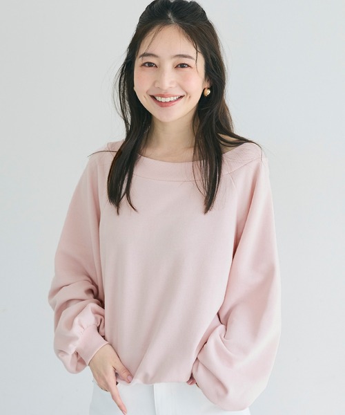 coca(coca)(コカ)の「裏毛オフショルダートップス(Tシャツ/カットソー・レディース・グレー/ライトピンク・M/L/S)」の1枚目の写真