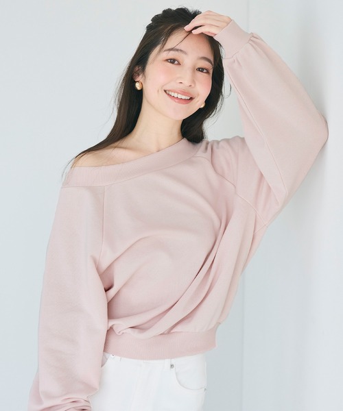 coca(coca)(コカ)の「裏毛オフショルダートップス(Tシャツ/カットソー・レディース・グレー/ライトピンク・M/L/S)」の13枚目の写真