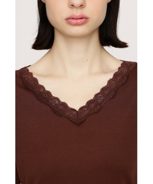 SLY(スライ)の「LACE DOCKING CUT TOPS レースドッキングカットトップス 春服(Tシャツ/カットソー・レディース・ブラウン/アイボリー・FREE)」の12枚目の写真