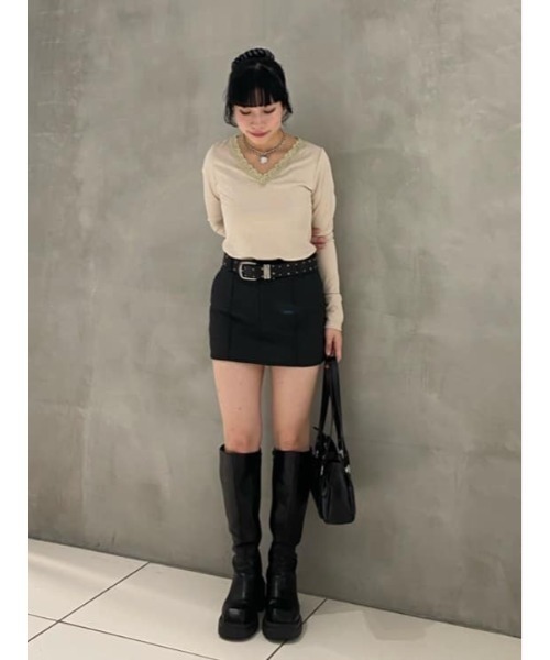 SLY(スライ)の「LACE DOCKING CUT TOPS レースドッキングカットトップス 春服(Tシャツ/カットソー・レディース・ブラウン/アイボリー・FREE)」の16枚目の写真