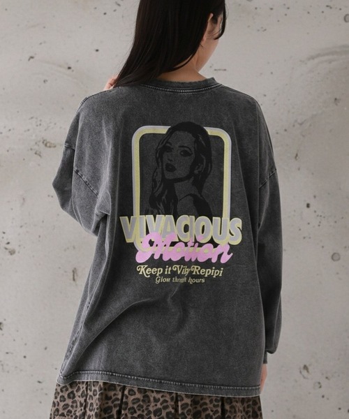 repipi armario(レピピ アルマリオ)の「【綿100%】AcidWashルーズロンT(Tシャツ/カットソー・キッズ・ホワイト系4/ピンク/ミント/ブラック系2/ホワイト系1/ブラック系5/ブラック系6・SMALL/MEDIUM/LARGE)」の4枚目の写真