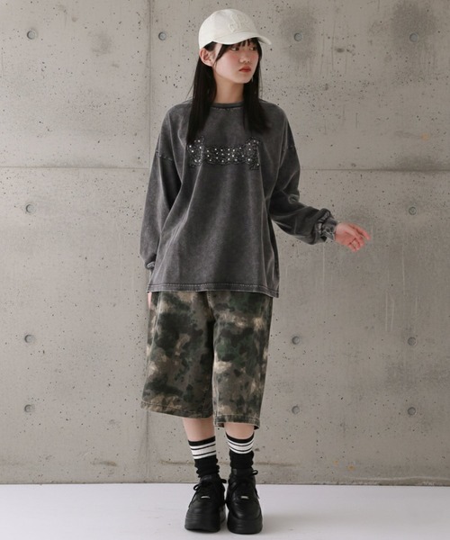 repipi armario(レピピ アルマリオ)の「【綿100%】AcidWashルーズロンT(Tシャツ/カットソー・キッズ・ホワイト系4/ピンク/ミント/ブラック系2/ホワイト系1/ブラック系5/ブラック系6・SMALL/MEDIUM/LARGE)」の9枚目の写真