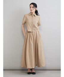 リネン混バルーンシャツワンピース