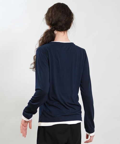 RIKKA FEMME(リッカファム)の「RIKKA FEMME/リッカファム 長袖 Tシャツ ロンT 重ね着風 UVカット 接触冷感 RF6S-2202(Tシャツ/カットソー・レディース・ネイビー/グレー・S/M/M/L)」の10枚目の写真
