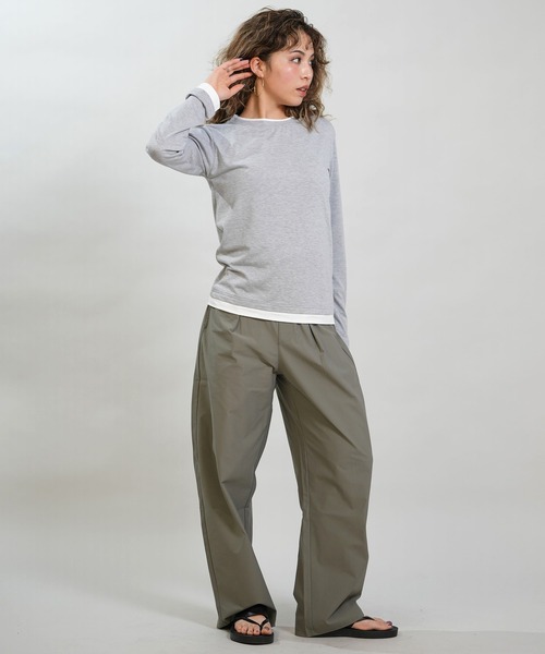 RIKKA FEMME(リッカファム)の「RIKKA FEMME/リッカファム 長袖 Tシャツ ロンT 重ね着風 UVカット 接触冷感 RF6S-2202(Tシャツ/カットソー・レディース・ネイビー/グレー・S/M/M/L)」の8枚目の写真