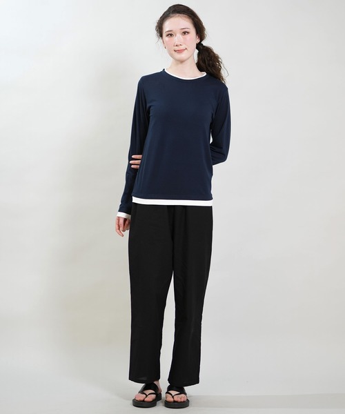 RIKKA FEMME(リッカファム)の「RIKKA FEMME/リッカファム 長袖 Tシャツ ロンT 重ね着風 UVカット 接触冷感 RF6S-2202(Tシャツ/カットソー・レディース・ネイビー/グレー・S/M/M/L)」の11枚目の写真