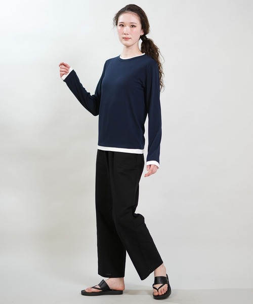 RIKKA FEMME(リッカファム)の「RIKKA FEMME/リッカファム 長袖 Tシャツ ロンT 重ね着風 UVカット 接触冷感 RF6S-2202(Tシャツ/カットソー・レディース・ネイビー/グレー・S/M/M/L)」の12枚目の写真