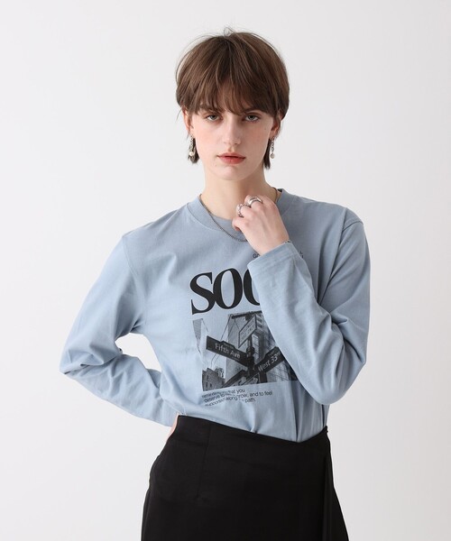 allureville（アルアバイル）の「サイネージロゴロングTシャツ（Tシャツ/カットソー・レディース・オフホワイト/サックスブルー/グレー系その他・2）」の9枚目の写真