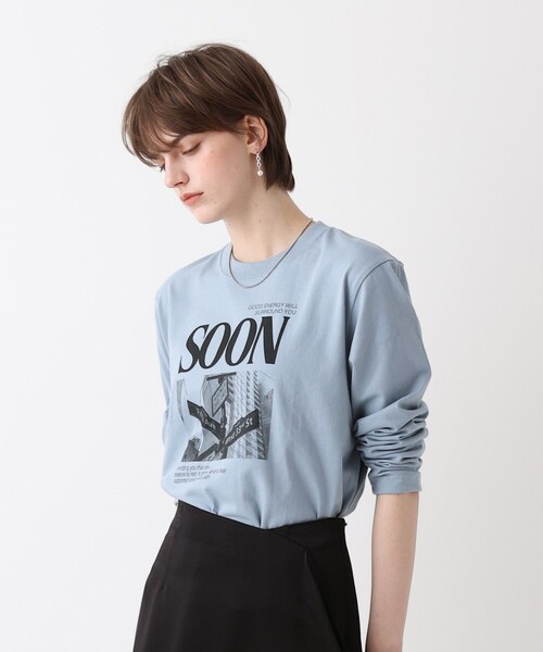 allureville（アルアバイル）の「サイネージロゴロングTシャツ（Tシャツ/カットソー・レディース・オフホワイト/サックスブルー/グレー系その他・2）」の10枚目の写真