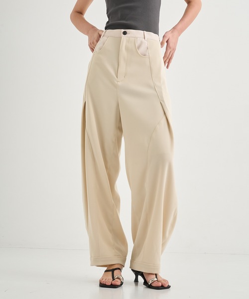 CITY TOKYO（シティトウキョウ）の「【CITY TOKYO/シティートウキョウ】Twill Barrel Leg Pants/ツイルバレルレッグパンツ（その他パンツ・レディース・ブラック/アイボリー/ダークグレー・2/1）」の2枚目の写真