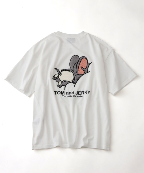 Tom＆Jerry（トムアンドジェリー）の「【Tom & Jerry/トム & ジェリー】アソート アートワークデザイン サガラ刺繍 半袖Tシャツ（Tシャツ/カットソー・メンズ・ブラック系/グレイッシュベージュ/サックスブルー系/オートミール/ホワイト系/サックスブルー系1/ブラック系1/ホワイト系1・M/LL/L）」の10枚目の写真