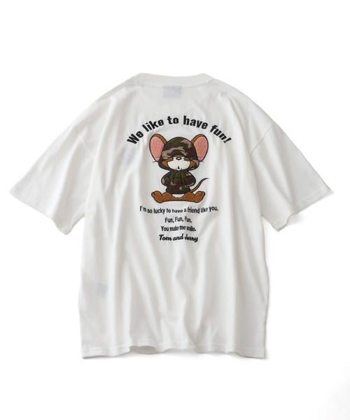 Tom＆Jerry（トムアンドジェリー）の「【Tom & Jerry/トム & ジェリー】アソート アートワークデザイン サガラ刺繍 半袖Tシャツ（Tシャツ/カットソー・メンズ・ブラック系/グレイッシュベージュ/サックスブルー系/オートミール/ホワイト系/サックスブルー系1/ブラック系1/ホワイト系1・M/LL/L）」の12枚目の写真