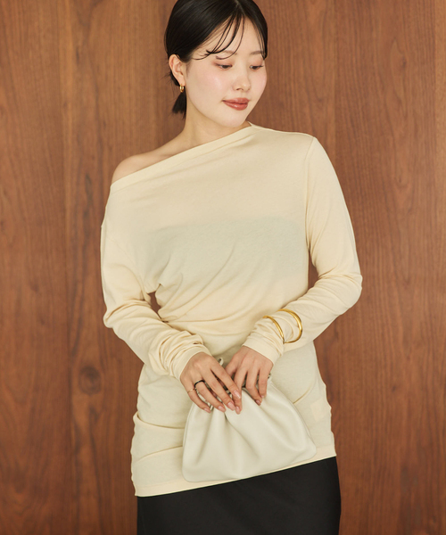 plage（プラージュ）の「Drape プルオーバー（Tシャツ/カットソー・レディース・ブラウン/ホワイト/ベージュ・FREE）」の3枚目の写真
