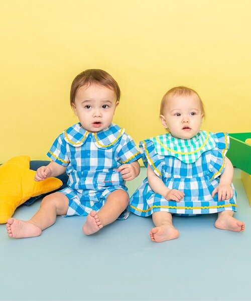 BREEZE（ブリーズ）の「Bpop うねうねシャツワンピボディオール（ロンパース・キッズ・ストライプ/チェック・80/70）」の4枚目の写真