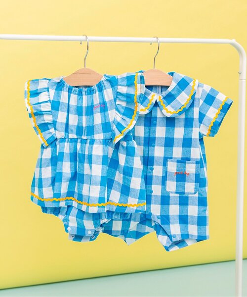 BREEZE（ブリーズ）の「Bpop うねうねシャツワンピボディオール（ロンパース・キッズ・ストライプ/チェック・80/70）」の5枚目の写真