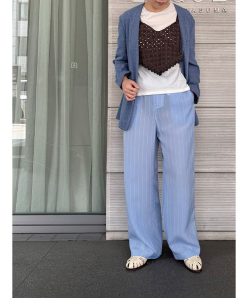 CURRENTAGE(カレンテージ)の「TYPEWRITER EASY PANTS(その他パンツ・レディース・ブラウン/ブルー・1/2)」の1枚目の写真