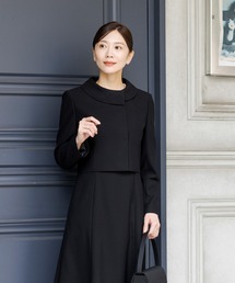 CARETTE（カレット）の「【喪服・礼服】洗えるブラックフォーマルスーツ ロールカラージャケットと前開きロングワンピースのセット（スーツセット）」