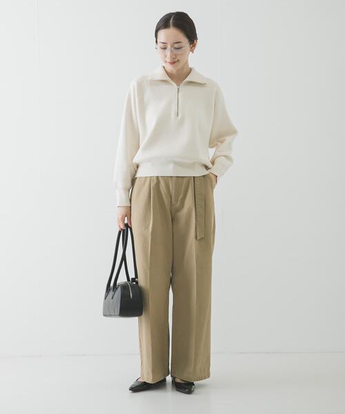 URBAN RESEARCH（アーバンリサーチ）の「ハーフジップスウェットニット（スウェット・レディース・イエロー/ネイビー/オフホワイト・FREE）」の7枚目の写真