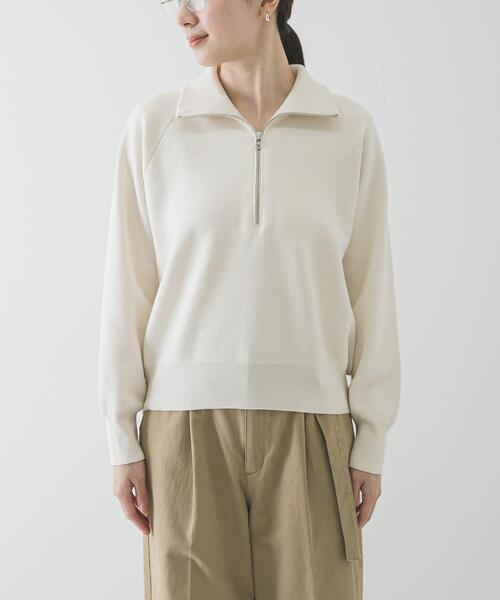 URBAN RESEARCH（アーバンリサーチ）の「ハーフジップスウェットニット（スウェット・レディース・イエロー/ネイビー/オフホワイト・FREE）」の8枚目の写真