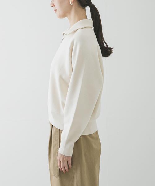 URBAN RESEARCH（アーバンリサーチ）の「ハーフジップスウェットニット（スウェット・レディース・イエロー/ネイビー/オフホワイト・FREE）」の9枚目の写真