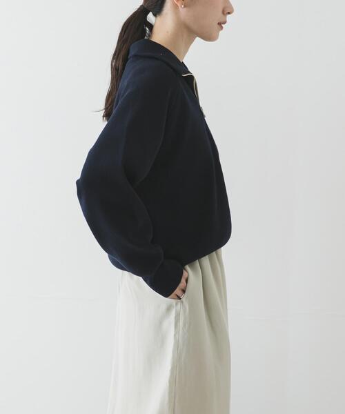 URBAN RESEARCH(アーバンリサーチ)の「ハーフジップスウェットニット(スウェット・レディース・イエロー/ネイビー/オフホワイト・FREE)」の11枚目の写真