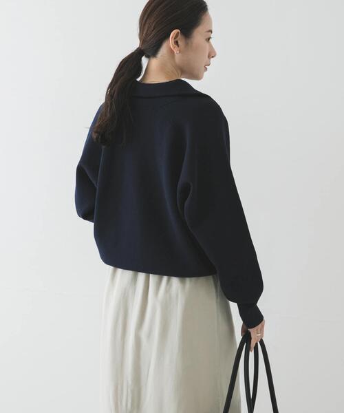 URBAN RESEARCH(アーバンリサーチ)の「ハーフジップスウェットニット(スウェット・レディース・イエロー/ネイビー/オフホワイト・FREE)」の10枚目の写真