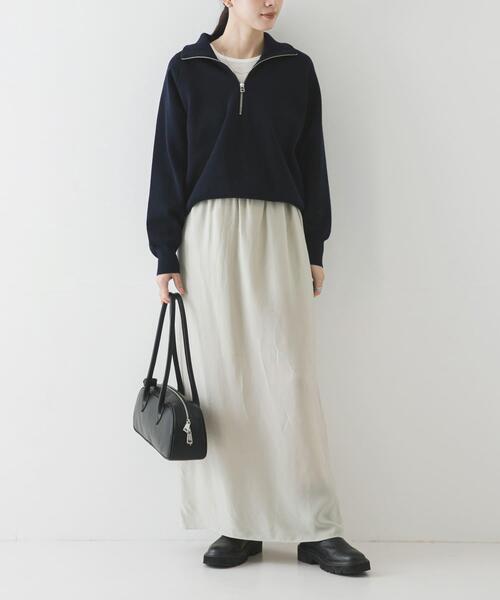 URBAN RESEARCH(アーバンリサーチ)の「ハーフジップスウェットニット(スウェット・レディース・イエロー/ネイビー/オフホワイト・FREE)」の7枚目の写真