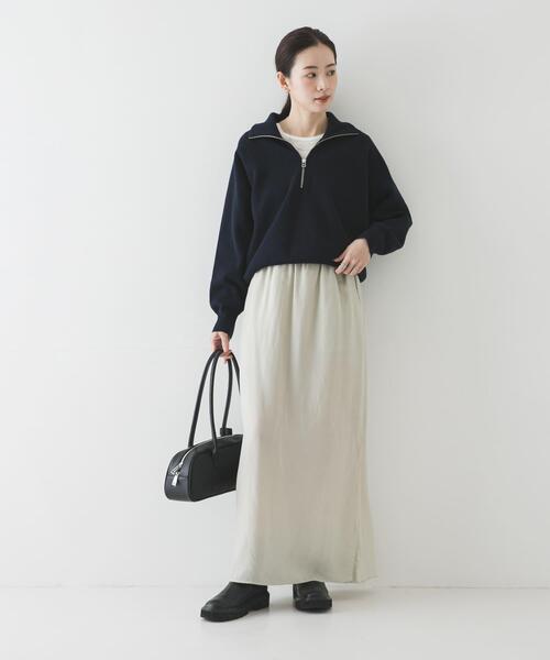 URBAN RESEARCH(アーバンリサーチ)の「ハーフジップスウェットニット(スウェット・レディース・イエロー/ネイビー/オフホワイト・FREE)」の6枚目の写真