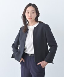 UNTITLED（アンタイトル）の「【きれいめ】ツイード ペプラムジャケット（ノーカラージャケット）」