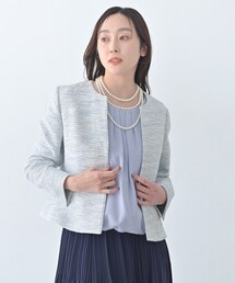 UNTITLED（アンタイトル）の「【きれいめ】ツイード ペプラムジャケット（ノーカラージャケット）」