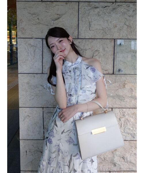 MERCURYDUO(マーキュリーデュオ)の「花柄アメスリラッフルワンピース(ワンピース・レディース・ピンク/ライトブルー/アイボリー・MEDIUM/SMALL)」の5枚目の写真
