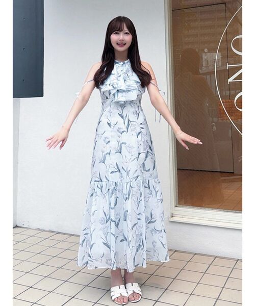 MERCURYDUO(マーキュリーデュオ)の「花柄アメスリラッフルワンピース(ワンピース・レディース・ピンク/ライトブルー/アイボリー・MEDIUM/SMALL)」の16枚目の写真