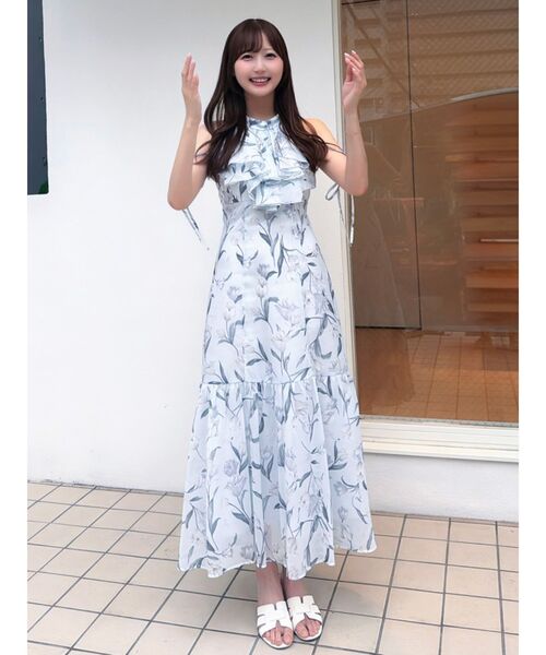 MERCURYDUO(マーキュリーデュオ)の「花柄アメスリラッフルワンピース(ワンピース・レディース・ピンク/ライトブルー/アイボリー・MEDIUM/SMALL)」の17枚目の写真