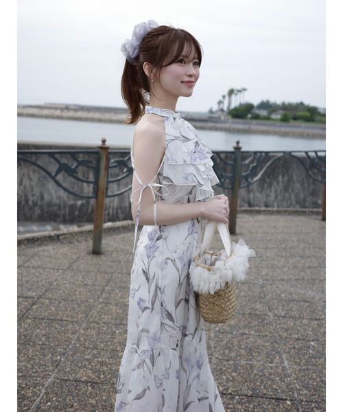 MERCURYDUO(マーキュリーデュオ)の「花柄アメスリラッフルワンピース(ワンピース・レディース・ピンク/ライトブルー/アイボリー・MEDIUM/SMALL)」の20枚目の写真
