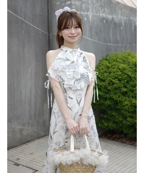 MERCURYDUO(マーキュリーデュオ)の「花柄アメスリラッフルワンピース(ワンピース・レディース・ピンク/ライトブルー/アイボリー・MEDIUM/SMALL)」の21枚目の写真
