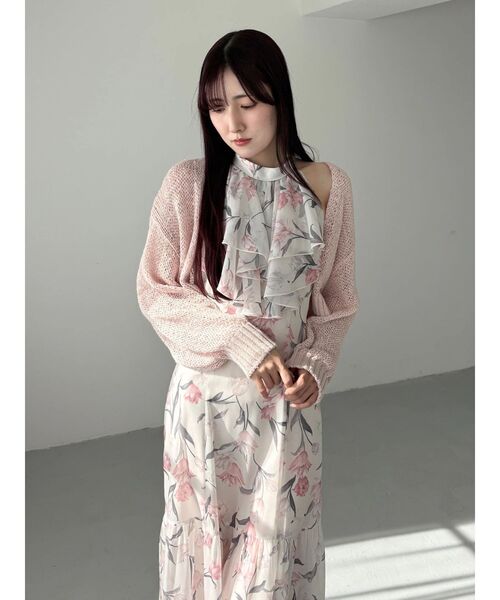 MERCURYDUO(マーキュリーデュオ)の「花柄アメスリラッフルワンピース(ワンピース・レディース・ピンク/ライトブルー/アイボリー・MEDIUM/SMALL)」の6枚目の写真