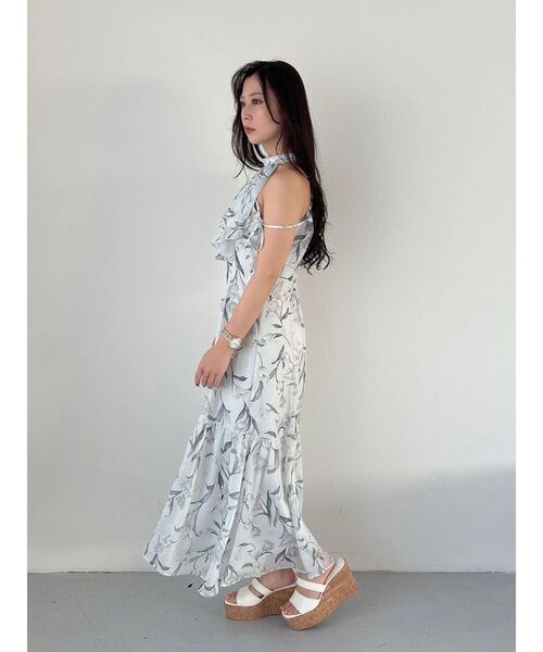 MERCURYDUO(マーキュリーデュオ)の「花柄アメスリラッフルワンピース(ワンピース・レディース・ピンク/ライトブルー/アイボリー・MEDIUM/SMALL)」の8枚目の写真