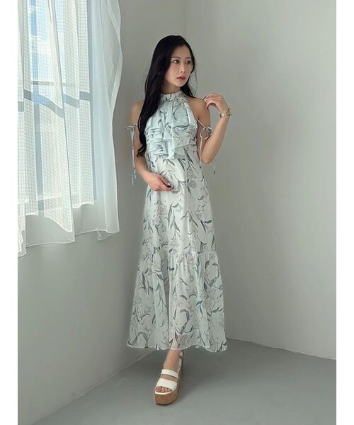 MERCURYDUO(マーキュリーデュオ)の「花柄アメスリラッフルワンピース(ワンピース・レディース・ピンク/ライトブルー/アイボリー・MEDIUM/SMALL)」の9枚目の写真