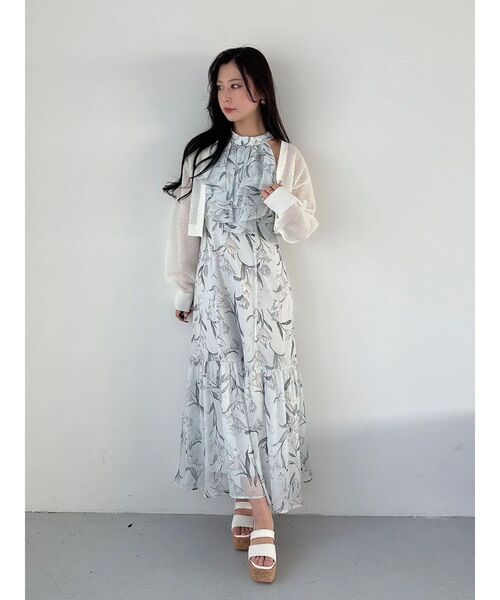 MERCURYDUO(マーキュリーデュオ)の「花柄アメスリラッフルワンピース(ワンピース・レディース・ピンク/ライトブルー/アイボリー・MEDIUM/SMALL)」の10枚目の写真