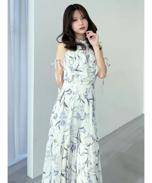 MERCURYDUO(マーキュリーデュオ)の「花柄アメスリラッフルワンピース(ワンピース・レディース・ピンク/ライトブルー/アイボリー・MEDIUM/SMALL)」の19枚目の写真