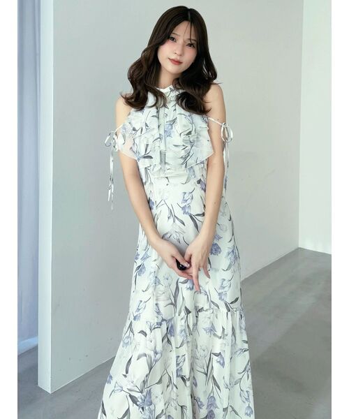 MERCURYDUO(マーキュリーデュオ)の「花柄アメスリラッフルワンピース(ワンピース・レディース・ピンク/ライトブルー/アイボリー・MEDIUM/SMALL)」の20枚目の写真