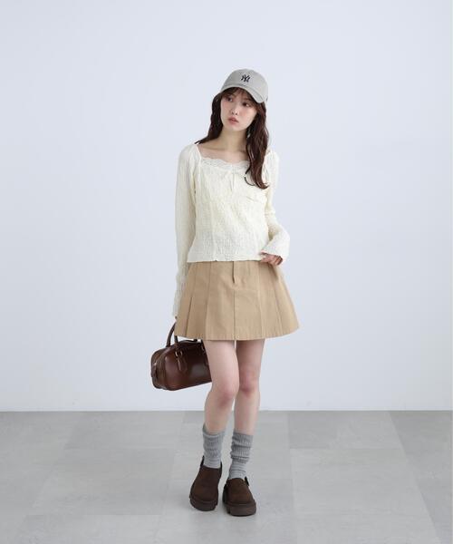 FREE'S MART(フリーズマート)の「◆レーストリムジャガード長袖カットソー(Tシャツ/カットソー・レディース・ブルー/ブラウン/ホワイト・FREE)」の10枚目の写真