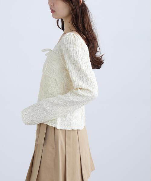 FREE'S MART(フリーズマート)の「◆レーストリムジャガード長袖カットソー(Tシャツ/カットソー・レディース・ブルー/ブラウン/ホワイト・FREE)」の13枚目の写真