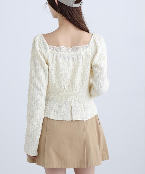 FREE'S MART(フリーズマート)の「◆レーストリムジャガード長袖カットソー(Tシャツ/カットソー・レディース・ブルー/ブラウン/ホワイト・FREE)」の14枚目の写真