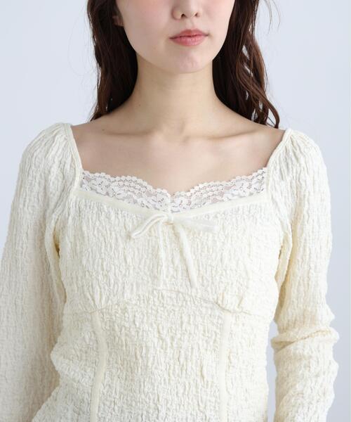 FREE'S MART(フリーズマート)の「◆レーストリムジャガード長袖カットソー(Tシャツ/カットソー・レディース・ブルー/ブラウン/ホワイト・FREE)」の15枚目の写真