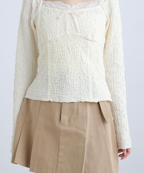 FREE'S MART(フリーズマート)の「◆レーストリムジャガード長袖カットソー(Tシャツ/カットソー・レディース・ブルー/ブラウン/ホワイト・FREE)」の17枚目の写真