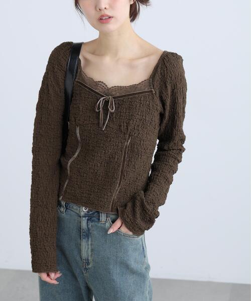 FREE'S MART(フリーズマート)の「◆レーストリムジャガード長袖カットソー(Tシャツ/カットソー・レディース・ブルー/ブラウン/ホワイト・FREE)」の22枚目の写真