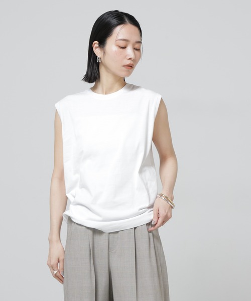 NANO universe（ナノユニバース）の「Anti Soaked(R) 汗染み防止ノースリーブTシャツ（Tシャツ/カットソー・レディース・トップグレー/ブラック/ホワイト/チャコール・S/M）」の13枚目の写真