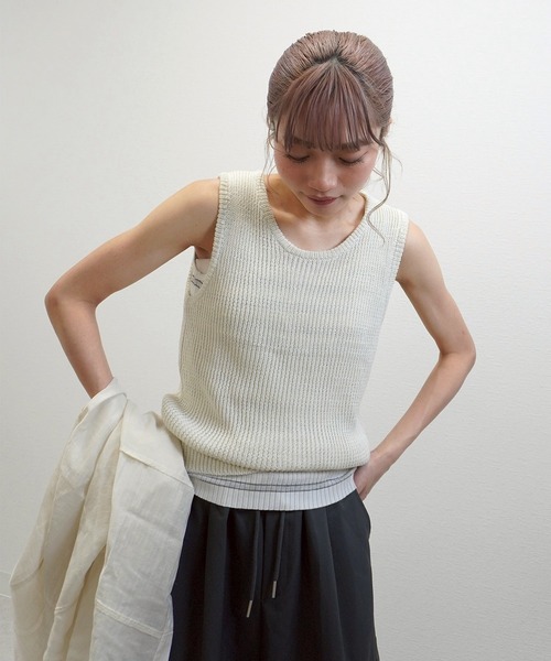 gossara(ゴサラ)の「【大人の抜け感】リブニットタンク(タンクトップ・レディース・オフホワイト/杢グレー・FREE)」の19枚目の写真