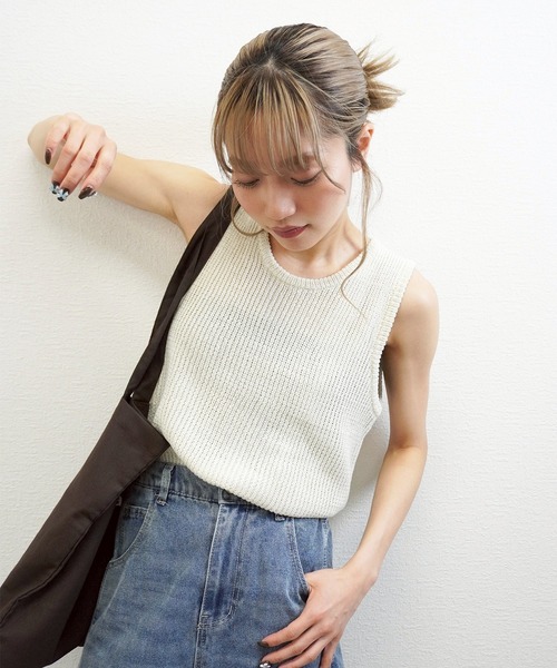 gossara(ゴサラ)の「【大人の抜け感】リブニットタンク(タンクトップ・レディース・オフホワイト/杢グレー・FREE)」の15枚目の写真